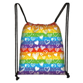 White Love Doodles Drawstring Bag